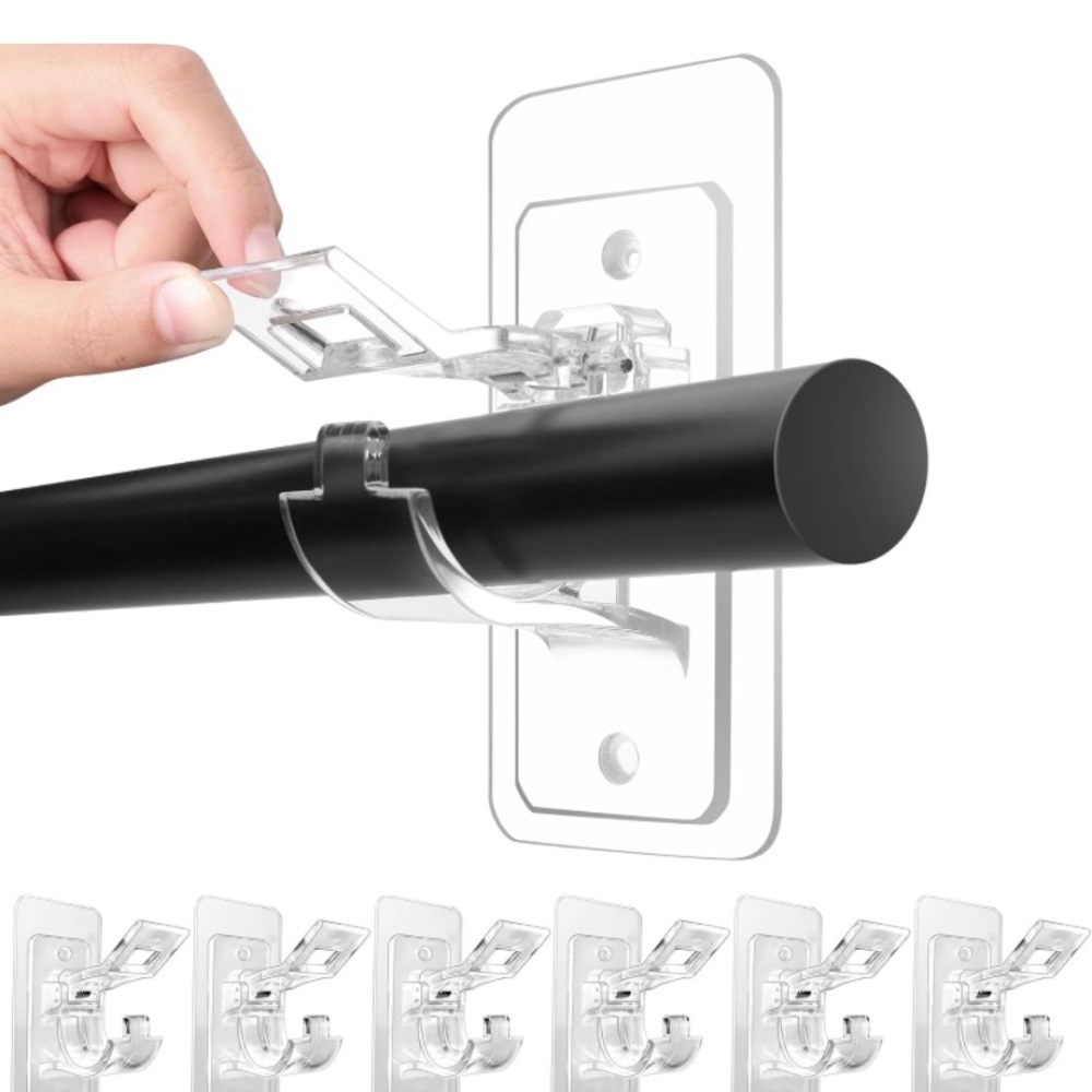 8 Pcs Curtain Rod Brackets No Drilling Self Adhesive Curtain Rod Bracket Nail